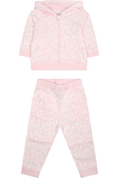 ベビーボーイズ Little Marc Jacobsのボトムス Little Marc Jacobs Pink Suit For Baby Girl With Logo