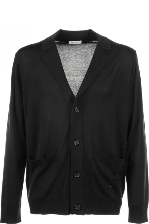 Paolo Pecora Sweaters for Men Paolo Pecora Black Cardigan With Pockets And Buttons