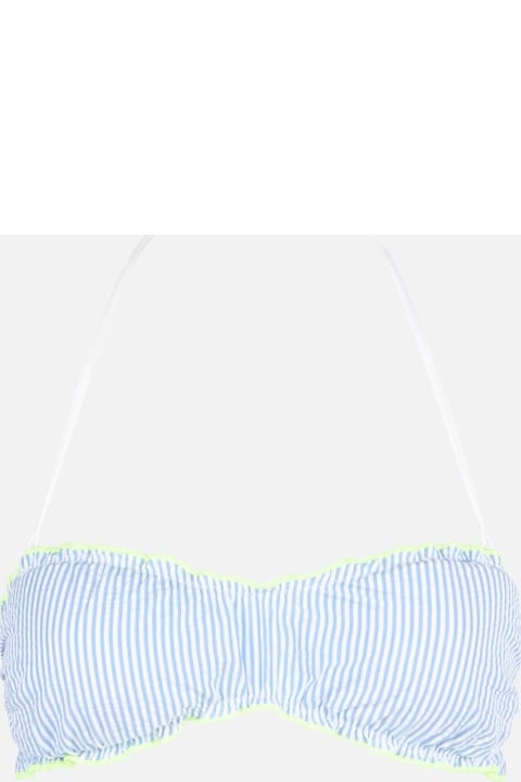 Homeware MC2 Saint Barth Woman Seersucker Bandeau Top With Striped Print