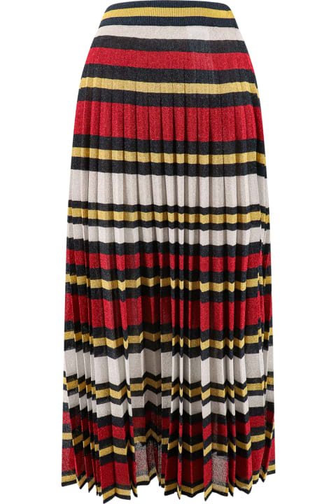 Gucci for Women Gucci Midi Multicolor Pleated Striped Skirt In Lurex Woman