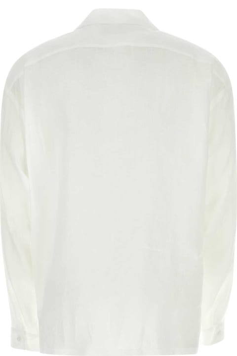 Shirts for Men Prada White Linen Shirt