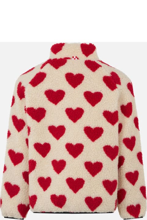 Homeware MC2 Saint Barth Girl Sherpa Jacket With Hearts Print