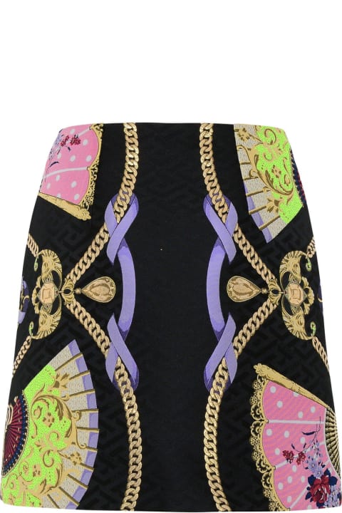 Versace Skirts for Women Versace Graphic Printed Buttoned Mini Skirt