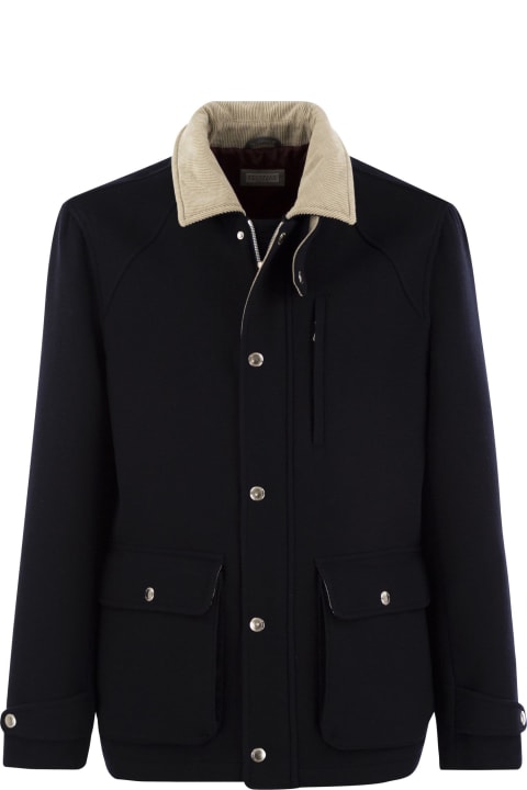 Fashion for Men Brunello Cucinelli Outerwear In Beaver Double Wool With Corduroy Inserts