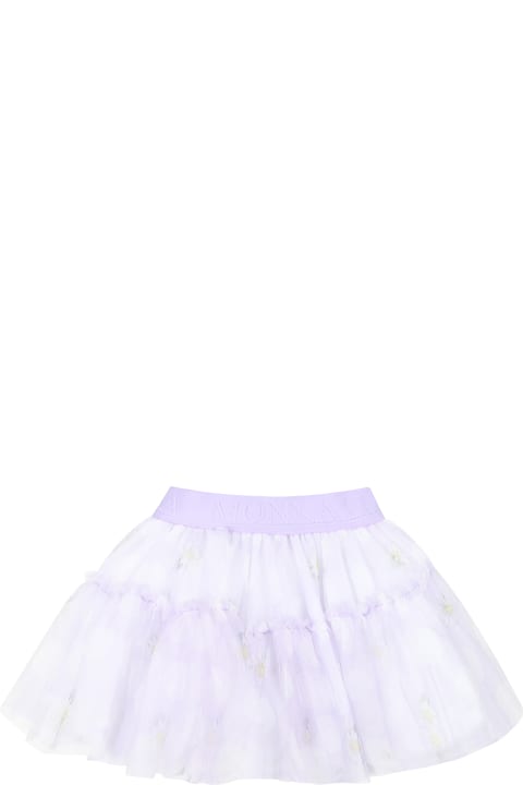 Bottoms for Baby Girls Monnalisa Purple Skirt For Baby Girl With Daisy Print