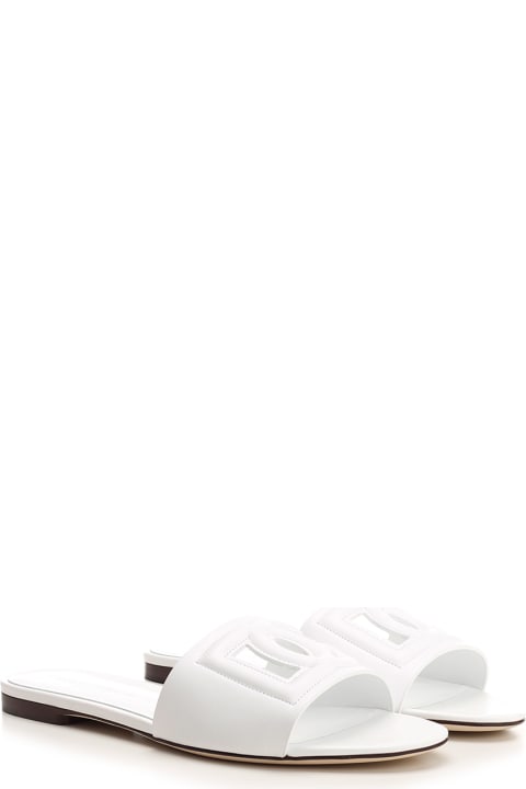 Homeware Dolce & Gabbana White 'dg' Flat Sandal