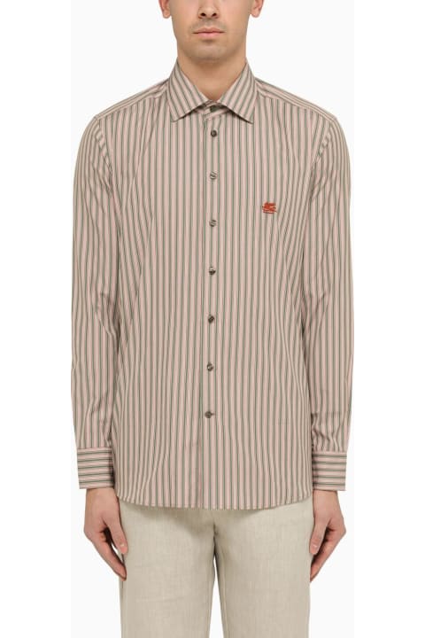 Fashion for Men Etro Pink\/green Striped Cotton Shirt