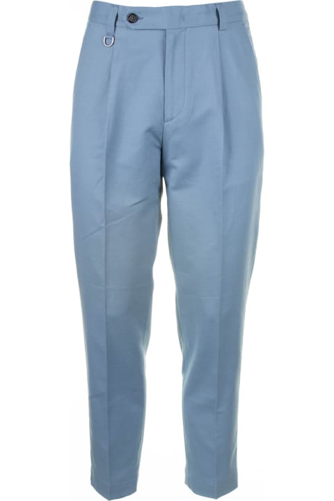 Paolo Pecora Pants for Men Paolo Pecora Light Blue Trousers In Cotton And Linen