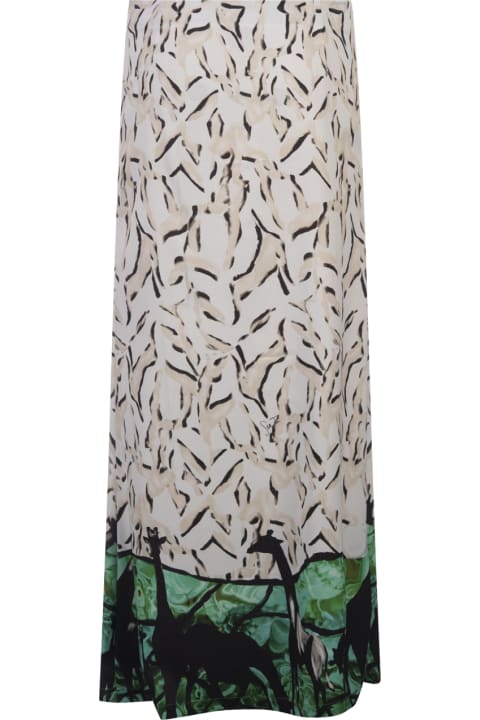Skirts for Women Stella Jean Long Skirt With Giraffe Print In White/green
