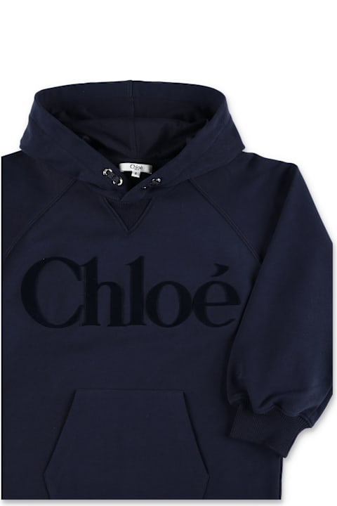 Homeware Chloé Chloé Kids Logo Hooded Logo Dress In Brushed Fleece
