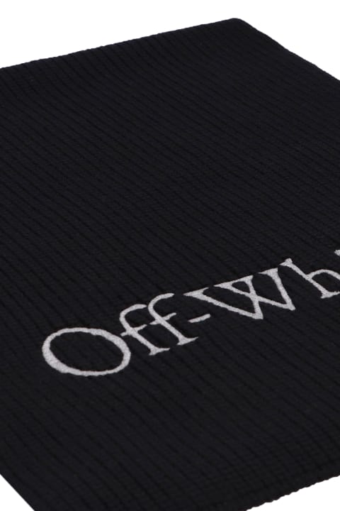 Scarves for Men Off-White Virgin Wool Scarf