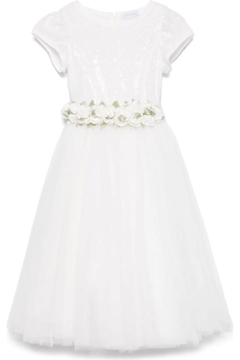 أدوات منزلية Monnalisa White Dress For Girl With Flowers