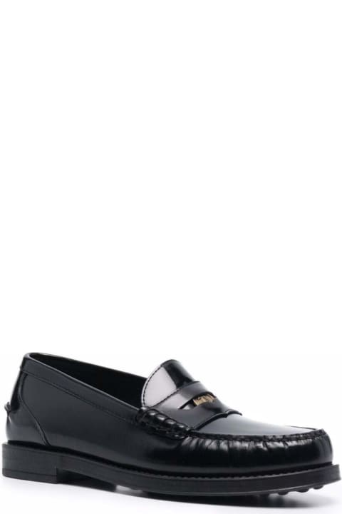Black Leather Loafers  With Golden Metal Detail Tod's Woman
