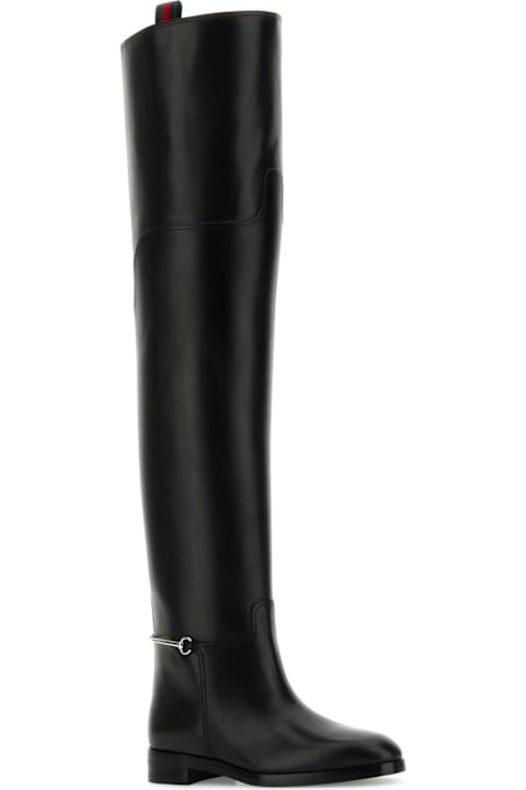 Gucci Shoes for Women Gucci Black Leather Over-the-knee Boots