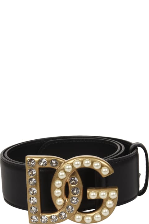 Belts for Women Dolce & Gabbana Embellished Logo Buckle Belt