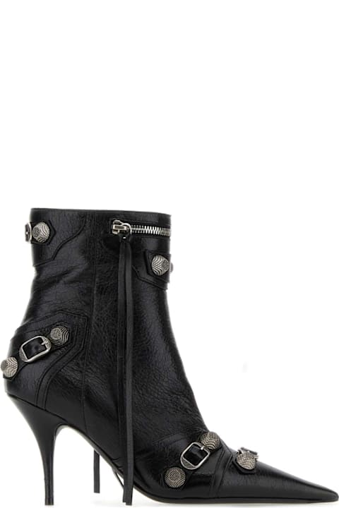Balenciaga Boots for Women Balenciaga Black Leather Cagole Ankle Boots