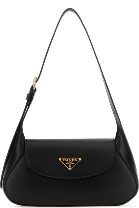 Prada Totes for Women Prada Black Leather Shoulder Bag