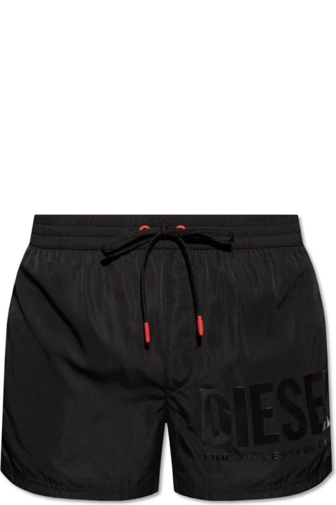Diesel Pants for Men Diesel Bmbx-mario-34 Logo Printed Swim Shorts