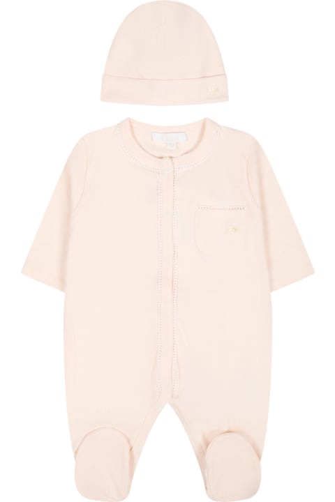 Bodysuits & Sets for Baby Boys Chloé Pink Set For Baby Girl With Logo