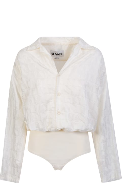 ウィメンズ ランジェリー＆パジャマ Sunnei Jacquard Shirt Bodysuit In Cream
