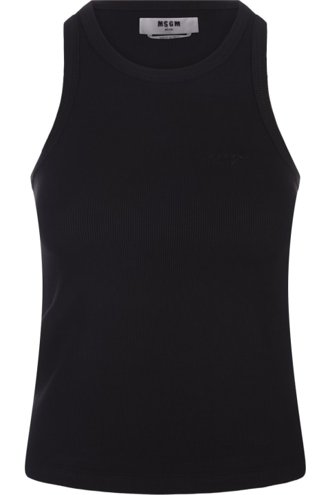 Fashion for Women MSGM Black Ribbed Tank Top With Msgm Signature