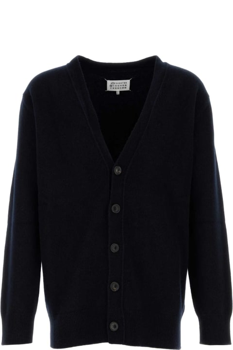 Maison Margiela Sweaters for Men Maison Margiela Midnight Blue Wool Cardigan