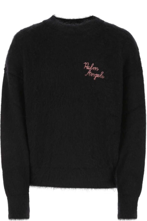 Palm Angels Sweaters for Men Palm Angels Black Mohair Blend Sweater