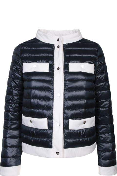 Herno Coats & Jackets for Women Herno Blue And White Down Jacket With Funnel Neck And Contrasting Details In Polyamide Woman