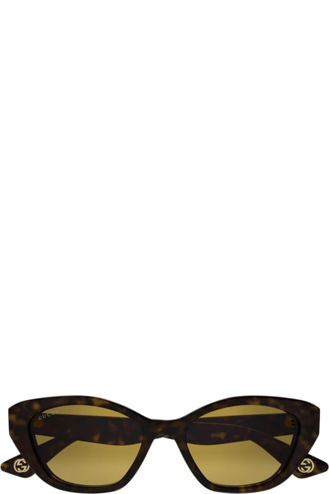 Gucci Eyewear Eyewear for Women Gucci Eyewear Gg1638s Linea Lettering 002 Havana Gold Sunglasses