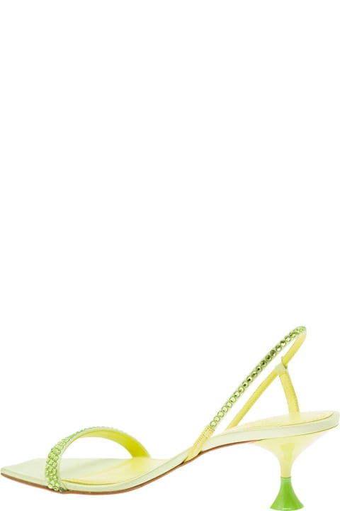 3JUIN Sandals for Women 3JUIN 'eloise' Green Sandals With Rhinestone Embellishment And Spool Heel In Viscose Blend Woman