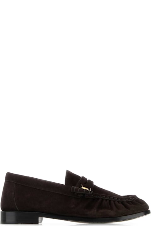 Saint Laurent Dark Brown Suede Le Loafer Loafers