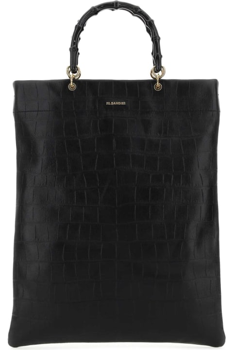 ウィメンズ Jil Sanderのトートバッグ Jil Sander Black Leather Medium Shopping Bag