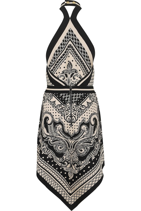 Dresses for Women Balmain Backless Knit Paisley Monogram Dress