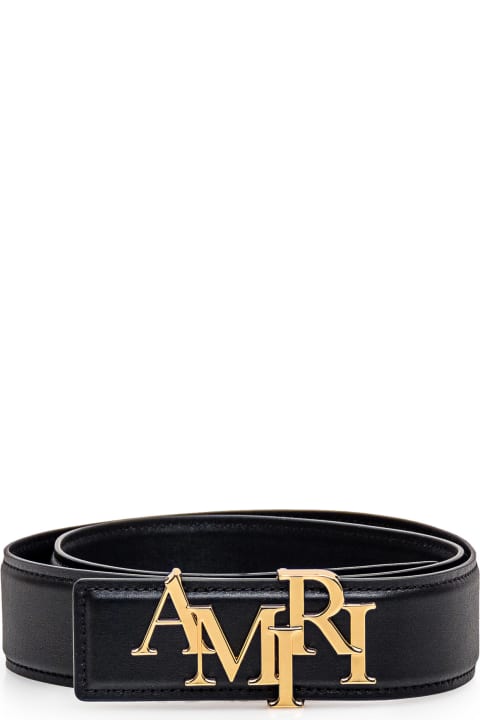 Amiri men's black belt with MA logo gold and metal buckle | eBay