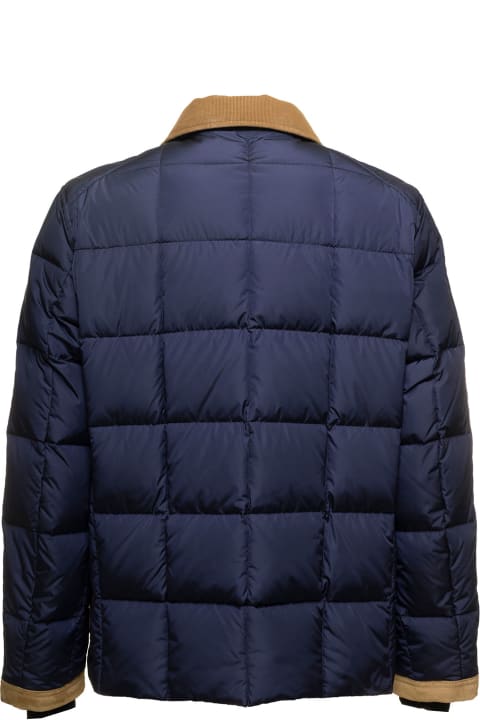 Blue Padded Jacket Four Clasps Man Fay Archive