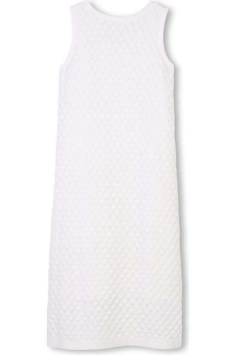 Chloé Dresses for Girls Chloé White Dress With Knit Design And Logo Patch On The Front In Cotton Girl