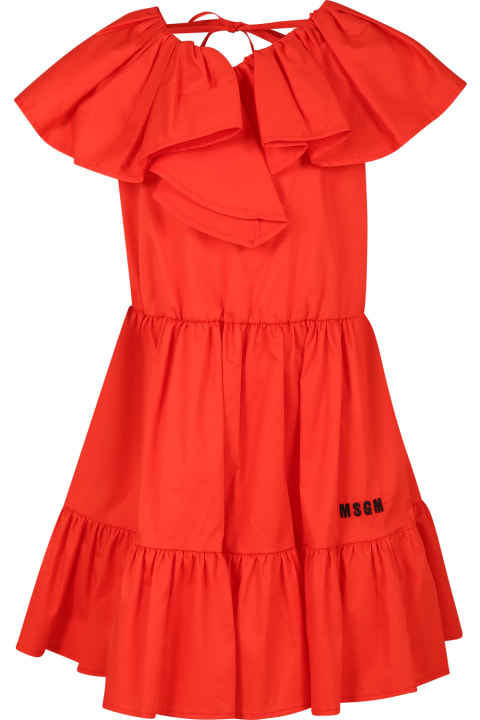 Fashion for Kids MSGM Red Dress For Girl With Logo