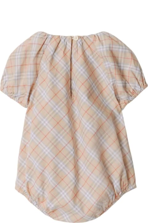 Burberry أطقم وبودي سوت لـ رُضع بنات Burberry 'odessa' Multicolor Bodysuit With All-over Check Motif In Cotton Baby