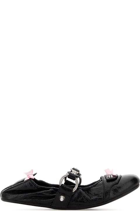 Balenciaga Black Leather City Ballerinas