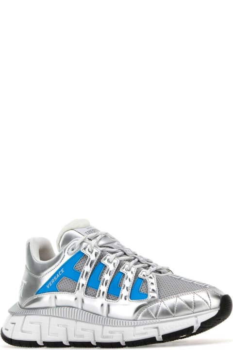 Shoes for Men Versace Multicolor Fabric And Leather Trigreca Sneakers