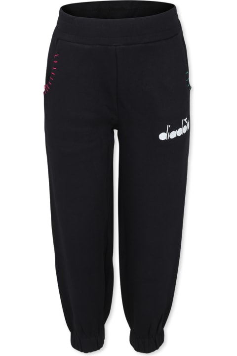 Bottoms for Girls Diadora Black Trousers For Girl With Logo