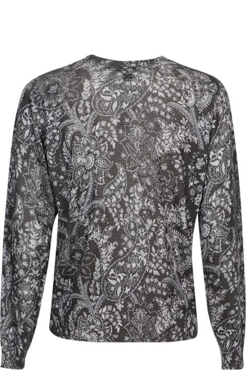 Etro Sweaters for Men Etro Black Wool Patterned Sweater