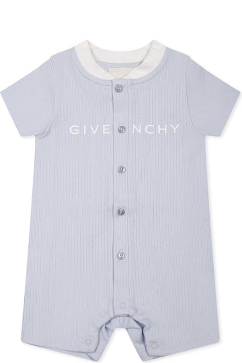 Homeware Givenchy Light Blue Romper For Baby Boy With Logo