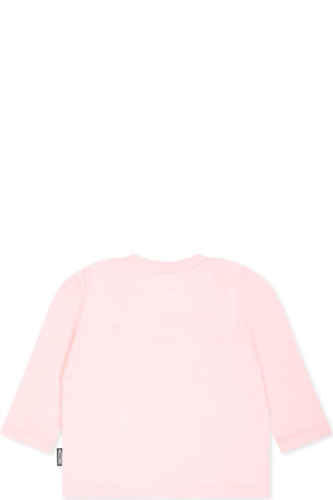 Moschino T-Shirts & Polo Shirts for Baby Girls Moschino Pink T-shirt For Baby Girl With Teddy Bear