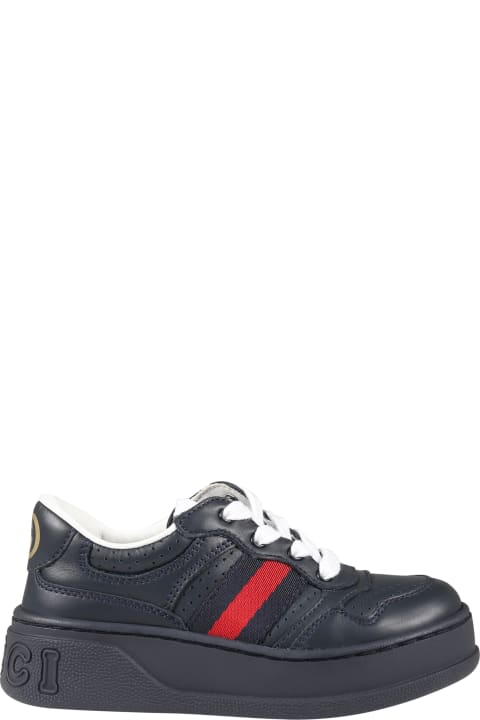 Shoes for Boys Gucci Blue Sneakers For Boy With Web