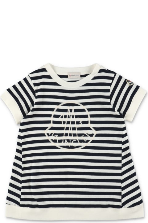 T-Shirts & Polo Shirts for Girls Moncler Moncler T-shirt Blu E Bianca A Righe In Jersey Di Cotone Bambina