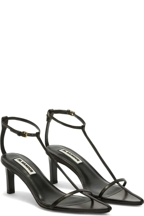 Fashion for Women Jil Sander Black Leather Pointed Sandals With Straps