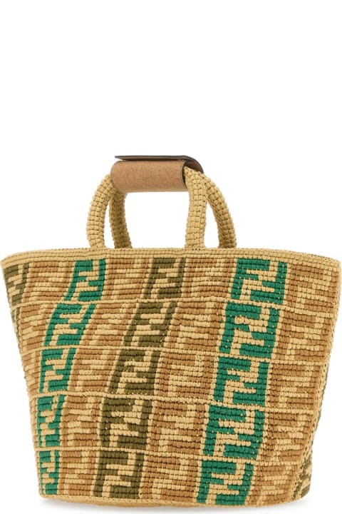 Fendi Bags for Men Fendi Embroidered Raffia Ff Shopper Shopping Bag