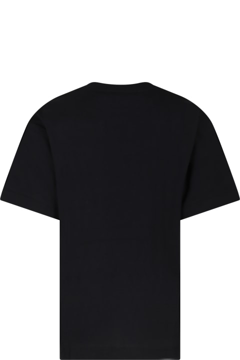 ガールズ トップス MSGM Black T-shirt For Girl With Logo