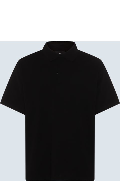 Y-3 Topwear for Men Y-3 Black Cotton Polo Shirt